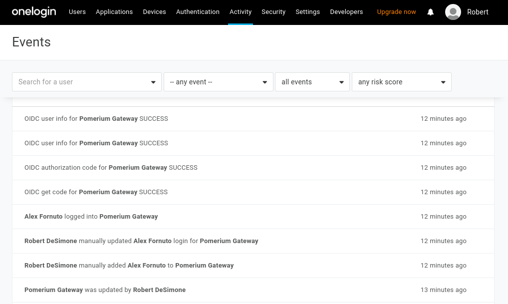 One Login Events Dashboard