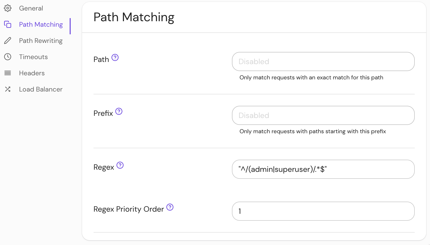 Enter Regex Priority Order in the Console